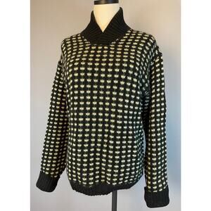 Vintage 1960s Norwegian Wool Sweater Mock Neck Herringbone Petersin & Dekke Med